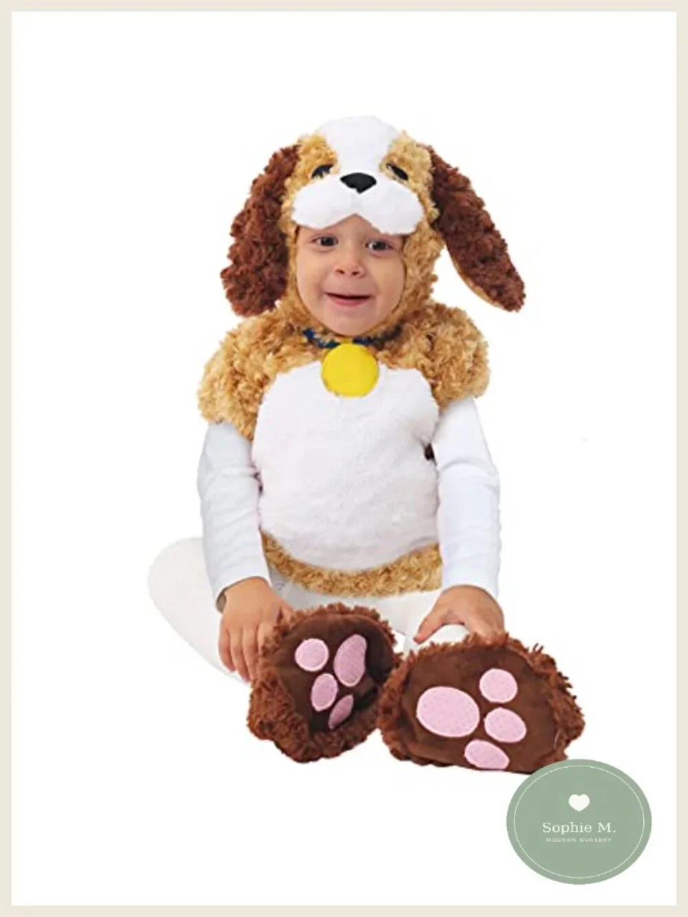 Kids Puppy Dog Halloween Costume with Hood, Booties, Bone & Bowl Plush